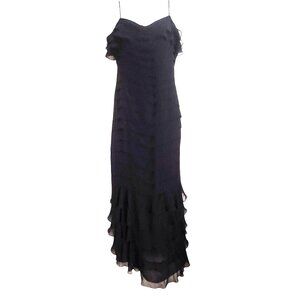 Nina Austin Womens Black Silk Tiered Y2K Whimsical Fairy Grunge Goth Vampy Dress
